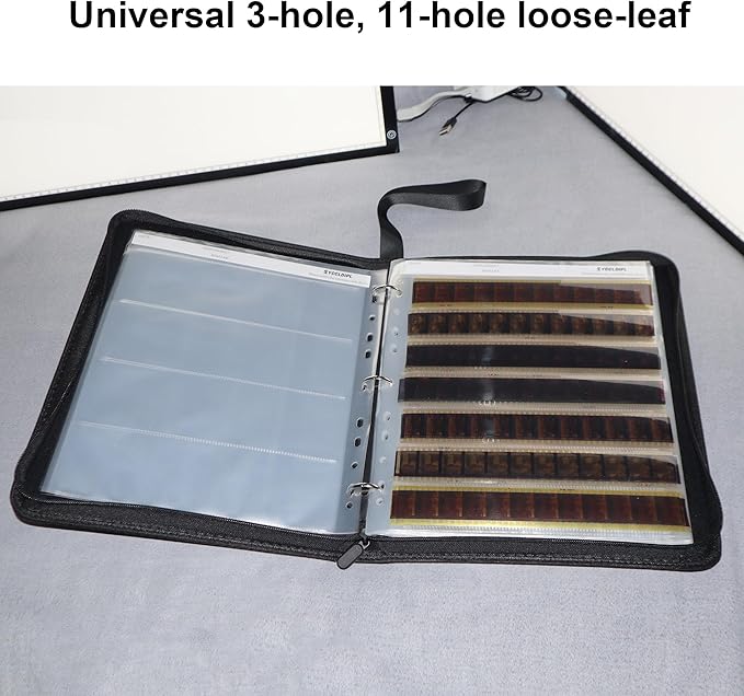 Acid-Free Archival Film Storage Box with 3-Ring Binder, Compatible with 135/35mm/120/4x5/8x10 Negative Pages, Dustproof Protector for Film Sleeves & Negatives