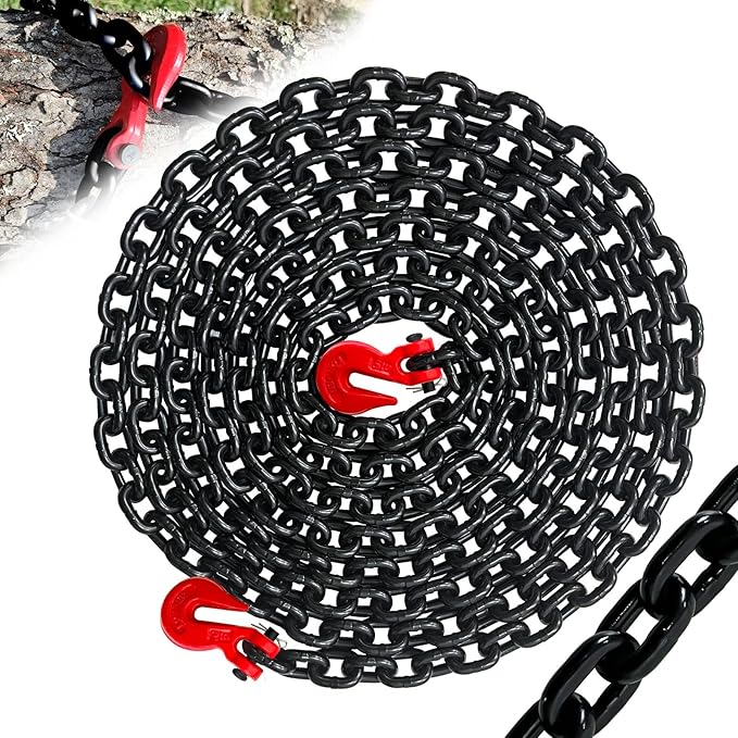 5/16" Binder Chain-20 Foot Trailer Safety Chain 4900 lbs Working Load,G80 Transport Binder Chain Chains with G70 Heavy Duty Hooks for Gooseneck Couplers,Tow Tie Down Truck Accessories