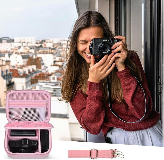ANKHOH Vlogging Camera Case for Duluvulu/for Zostuic/for YIGLLO/for Gavonde/for Canon/for Kodak Pixpro Digital 4K 5K Camera Carrying Travel Bag for SD Cards, Accessories(Box Only)(Pink)