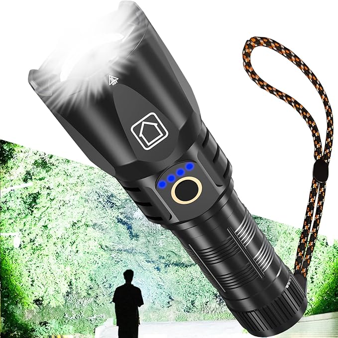 Rechargeable Flashlights 2000 High Lumens, Super Bright LED Flashlight W/Zoomable 5 Modes, Powerful Handheld Flashlight for Camping Emergency, Waterproof Tactical Flashlights