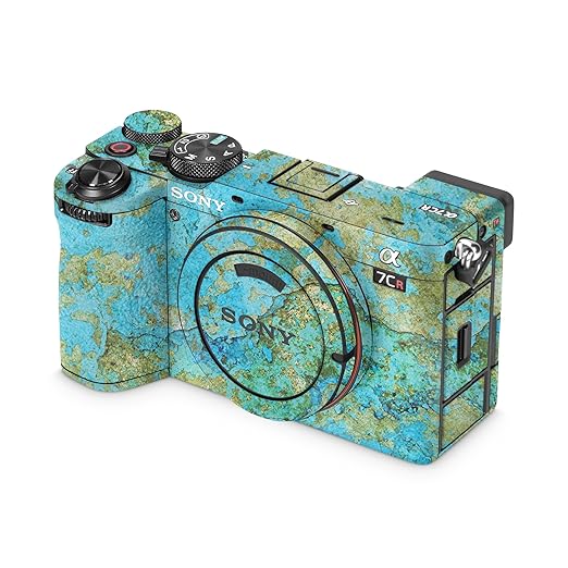Glossy Glitter Camera Skin Compatible with Sony Alpha 7CR Camera (2023) - Teal Marble - Premium 3M Vinyl Protective Wrap Decal Cover - Easy to Apply | Crafted in The USA by MightySkins