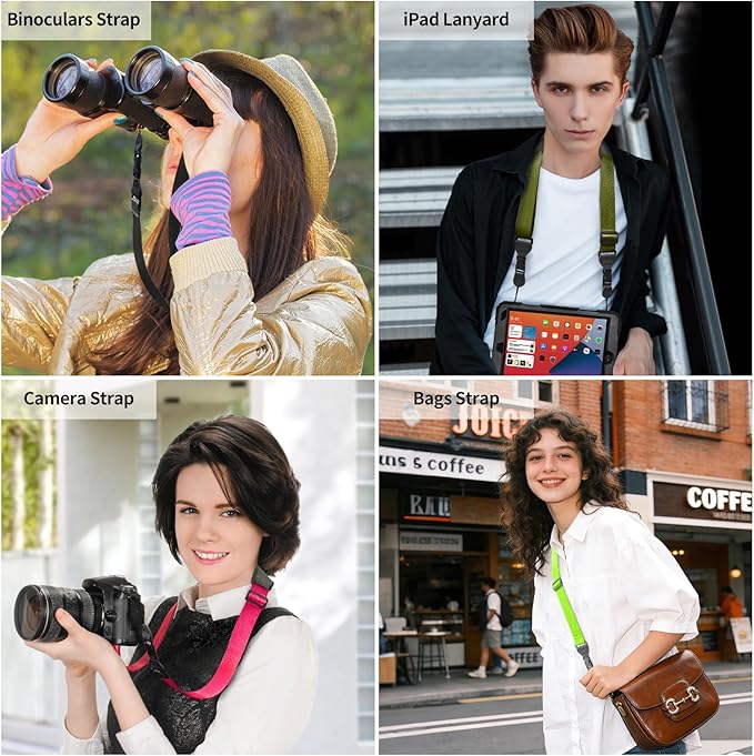 Universal Shoulder Strap, Sandwich Mesh Padded Neck Lanyard, Replacement Comfortable Bag Strap for Camera, Cellphone Tablet,iPad, Laptop, Luggage Bag, Binocular(Black)