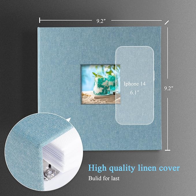 1DOT2 Photo Album 4x6 Photos Hold 200 or 5x7 Pictures Hold 100, 3 Ring Binder Photo Albums Linen Cover with 6-Tab Index Dividers Photo Book Acid Free Albums 4x6 5x7 for Family Wedding Baby (Cyan Blue)