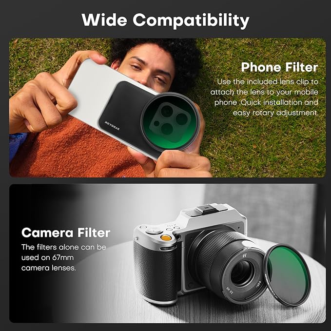 REYGEAK CPL Filter for Magsafe iPhone 16/15/14/13/12,67mm Ultra-Slim Camera Lens Filter,Magnetic Filter Frame with 6.1inch for iPhone 15/14/13/12 Pro