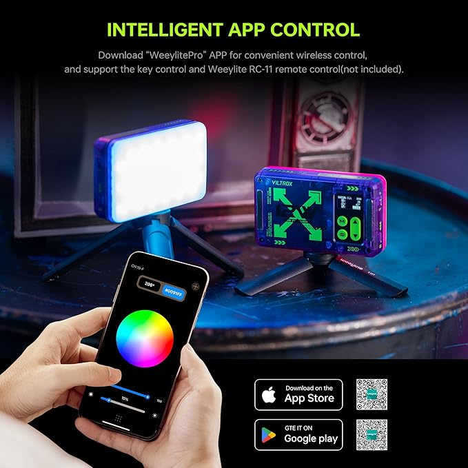 VILTROX Magnetic RGB Video Light 360° Full Color Portable LED Camera Light Panel with APP Control/Cold Shoe Mounts/CRI 97+/2500K-8500K/4000mAh/26 Light Scenes for Photography,Vlogging,Selfie Lighting