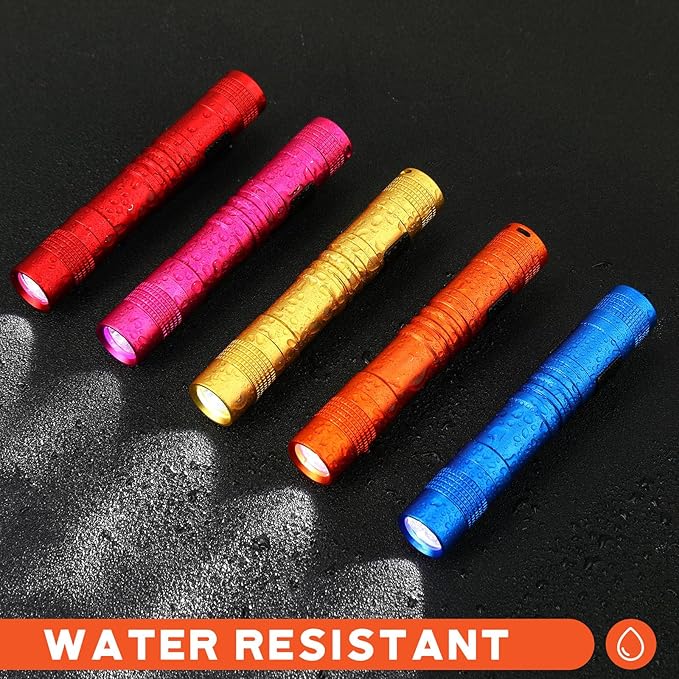 Hortsun 20 Pcs Mini Pen Light Flashlights Christmas Gifts for Men Pocket Flashlights Pen with Clip Small LED Handheld Slim Torches Without Battery(3.54 Inch,Red, Rose Pink, Yellow, Blue, Orange)