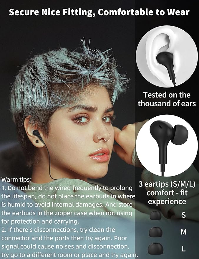 USB C Headphone for Samsung S26 S25 FE S24 A16 A17 Wired Earbuds Magnetic in-Ear Type C Earphone with Microphone Volume Control Bass Stereo Noise Canceling for iPhone 17 Pro Max 16 16e 15 Pixel 10 9a