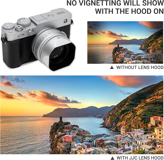 JJC Magnetic Lens Hood Shade for Fujifilm XF 23mm f2.8 R WR Lens on X-E5 XE5 Mirrorless Camera, for Fuji XF 27mm f2.8 R WR, XF27mm f/2.8 Lenses, Not Affect to Use 39mm Filter or Cap, Silver