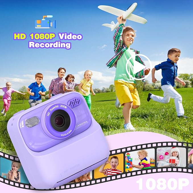 masterbee Kid Camera Instant Print Photo, Birthday Gifts for Girls and Boys, Kids Digital Camera Toys, 1080P HD Video, 3 4 5 6 7 8 9 10 11 12 Year Old Boy Gifts/Girl Gifts