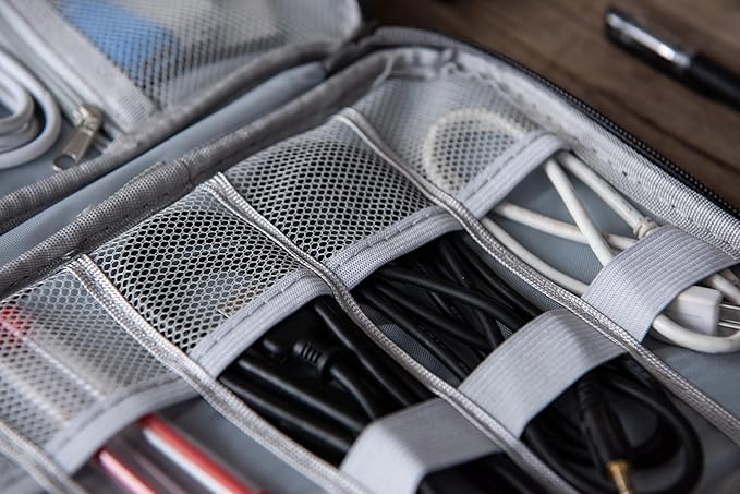 cable organizer bag Travel Case,Electronic Accessories Storage Bag,Portable Waterproof Cable -Travel Cord Organizer- Bag for Small Charging Cord Storage,Cables,SD Card (BLACK)