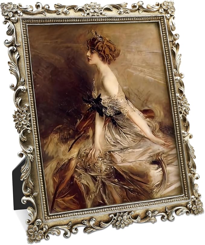 Silver Picture Frame 8x10 Vintage Antique for Wall or Tabletop Display, Baroque Wedding Frame or Matted to 5x7 Photos