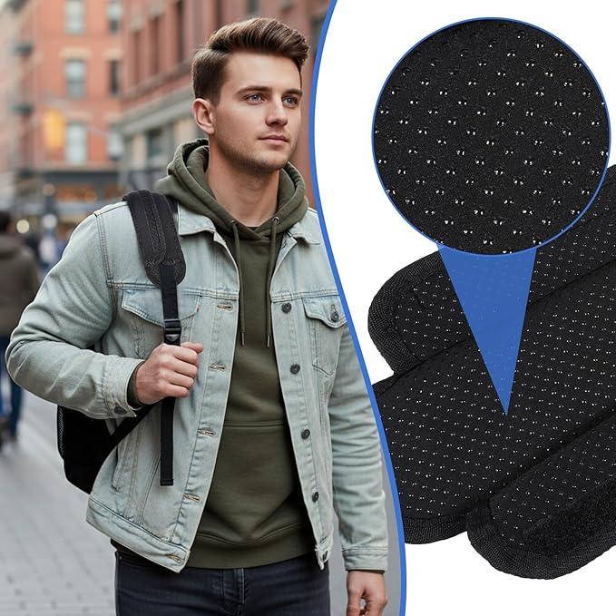Shoulder Strap Cushion Universal Shoulder Strap Pad for Bags, Black Large Breathable Shock Absorption for Bag, Messenger Bags, Backpacks and Purse Non-Slip Thick Cushion with Foam