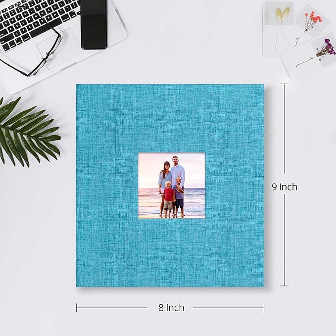 Mublalbum Small Photo Album 4x6 200 Photos Linen Cover Picture Book with Horizontal Pockets for Wedding Family Anniversary and Baby (Blue)