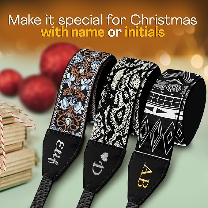 Art Tribute Camera Strap for All DSLR and Mirrorless Cameras. Add Your Name Or Initials Make It a Personalized Gift