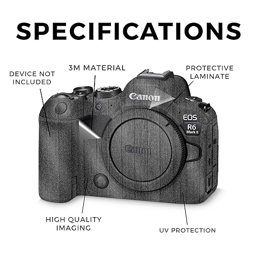 Glossy Glitter Camera Skin Compatible with Canon EOS R6 Mark II Camera (2022) - Black Wood - Premium 3M Vinyl Protective Wrap Decal Cover - Easy to Apply | Crafted in The USA by MightySkins