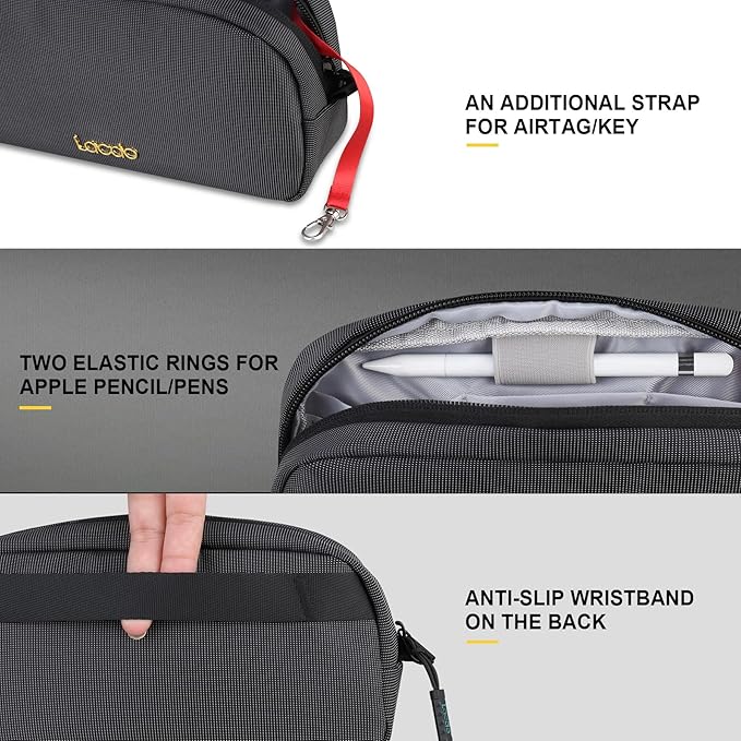 Lacdo Electronics Organizer Travel Case, Travel Bag Cable Organizer for Essentials, Water Resistant Tech Accessories Carry Storage for Cord, Phone, Cables, Airpods, USB Flash Drive, Daily Items, Black