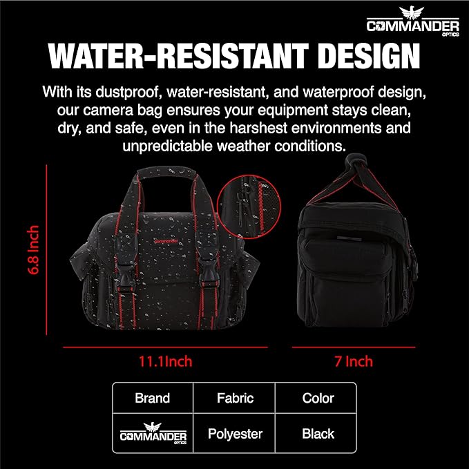 Large Camera Bag - Water Resistant, Soft Padded, Spacious Travel Bag for Canon EOS, Nikon, Sony & More DSLR Cameras/Camcorders Ample Storage and Protection for Your Equipment (Large)
