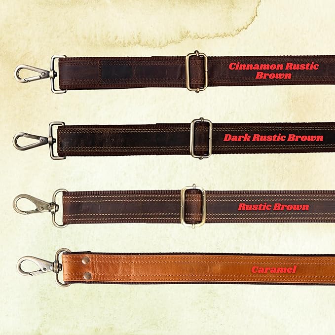 Bag Strap Replacement - Genuine Leather 57" Adjustable Shoulder Strap for Messenger, Laptop, Camera, Travel Bags