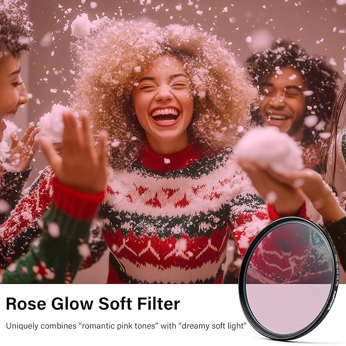 Walking Way Rose Glow Soft Filter 72MM - Coated Nostalgia Camera Lens Filter for Portraits & Golden Hour, Creates Subtle Pink Hues & Dreamy Soft Focus