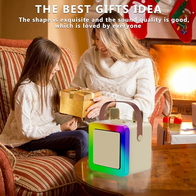 Mini Karaoke Machine for Kids Adults, Portable Bluetooth Speaker with 2 Wireless Microphones, Karaoke Toys for Family Party, Birthday Gifts for Girls Ages 4, 5, 6, 7, 8, 9, 10, 12+