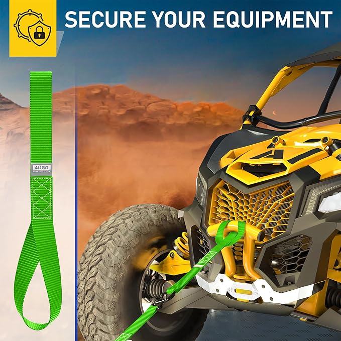 AUGO Heavy Duty Soft Loops –Pack of 6-1.5” x 17” Tie Down Anchor Straps for Use w/Ratchet Strap Hooks – 3000Lb Load Capacity & 10,000Lb Break Strength – Great for Motorcycle, Bike, Roof Rack, Etc.