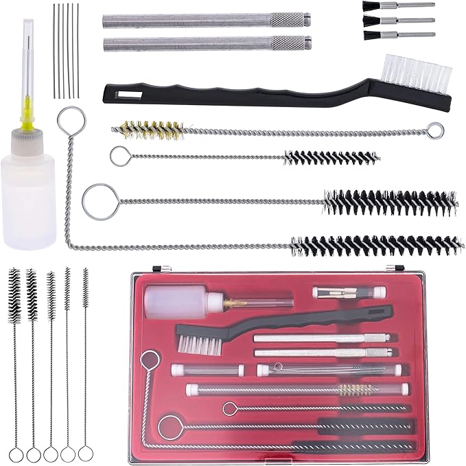 TCP Global 23 Piece Airbrush Cleaning Kit with Case - Paint Gun Cleaning Kit, Air Tools, Detail & Gravity Feed Airbrush Cleaner, Automotive Spray Gun Cleaner, Air Brush Washing Set