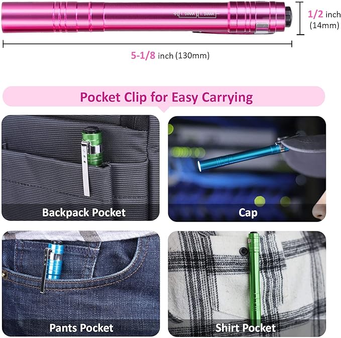 15-Pack LED Penlight - Pocket Bulk Pen Light Flashlight with Clip, 30-Piece Dry Batteries Included, Mini Pen Light for Inspection, Repairing, Camping and Training Course (15-Pack)