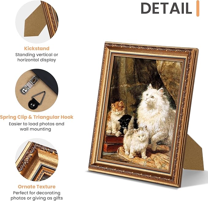 upsimples 8x10 Picture Frame with Real Glass, Ornate Vintage 8 x 10 Photo Frames for Wall Decor or Tabletop Display, Bronze and Black, 2 Pack