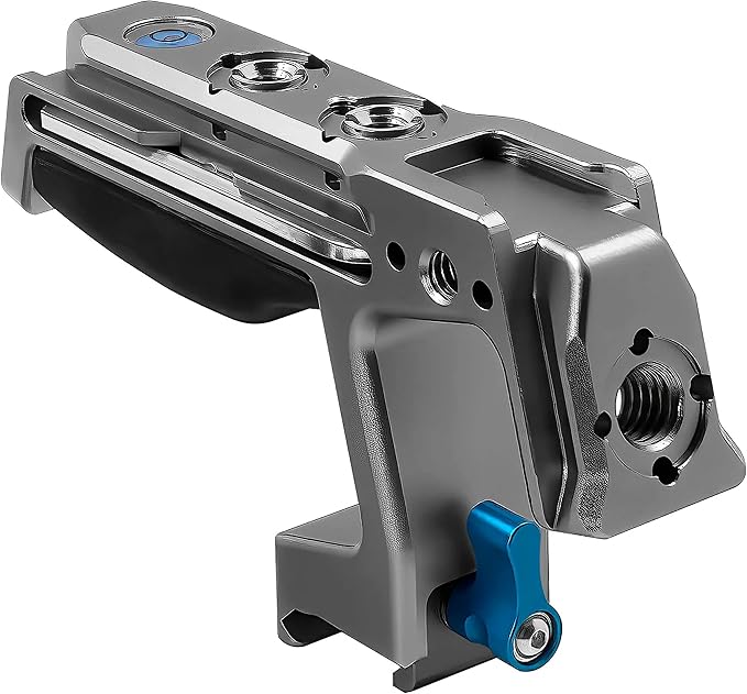 KONDOR BLUE | Talon Top Handle for Cameras, Monitors & Cages | NATO Clamp, Cold Shoes, Arri mounts, Built-in Hex Tool, Molded Rubber Grip, & Bubble Level | Gray