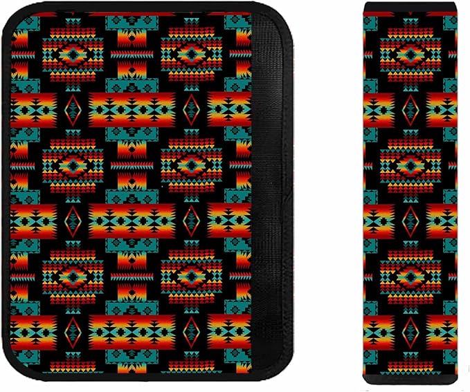 Red Native American Adults Car Seat Belt Covers for Boys and Girls, Carseat Shoulder Padding Soft Car Seat Neck Cover Car Accessories Seat Straps Pads Strap Cover Decoration Accessory for Women Men