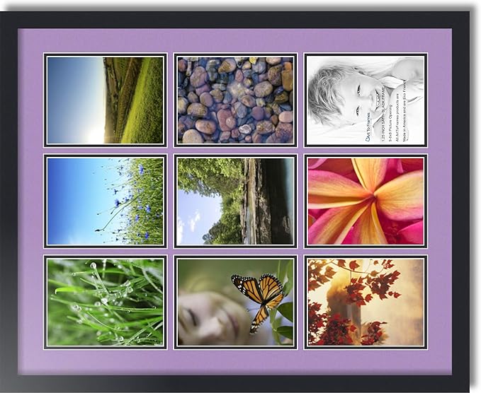 Art to Frames Double-Multimat-1049-805/89-FRBW26079 Collage Photo Frame Double Mat with 9-6x8 Openings and Satin Black Frame