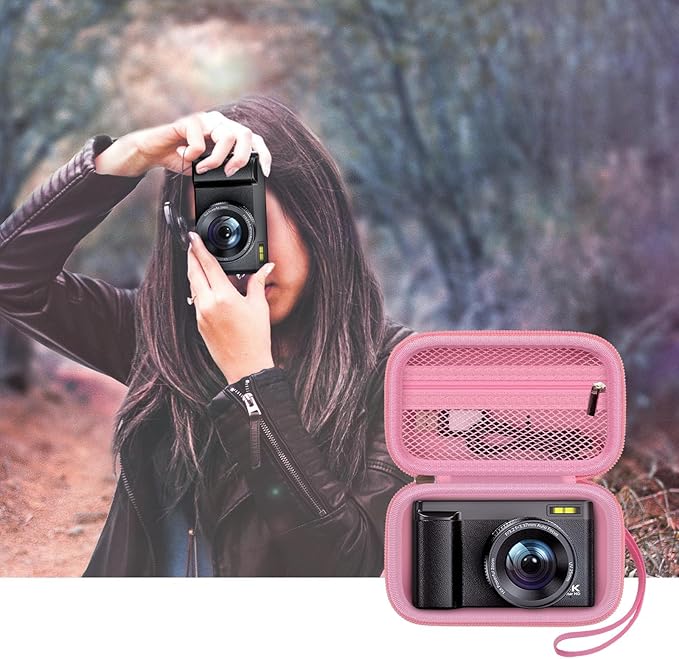 Digital Camera Case Compatible with TEBNGIHNM for Duluvulu for Oiadek for zheozeig for Zostuic for Toiauaha 4K Vlogging Camera. Storage Holder Bag for Canon PowerShot (Box Only) - Pink
