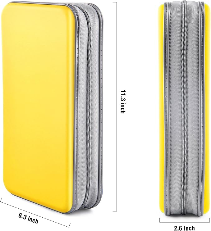 DVD Case, Bivisen CD Case Holder Wallet Binder 96 Capacity CD/DVD Cases Storage Holder Binder Organizer Wallet Book for Car Home Travel (Yellow)