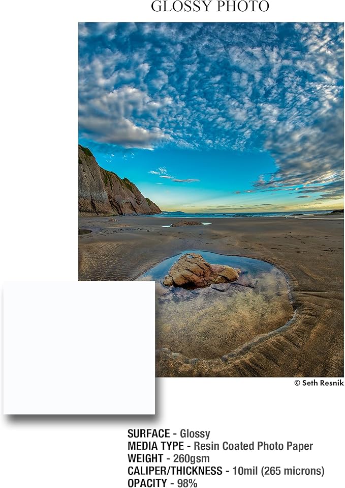 ILFORD Galerie 11x17” (25 Sheets) Glossy Photo with high-Gloss Smooth Surface, Instant Dry Archival Photo Inkjet Paper 10mil / 260gsm for Dye and Pigment Ink Printers, Made in Germany