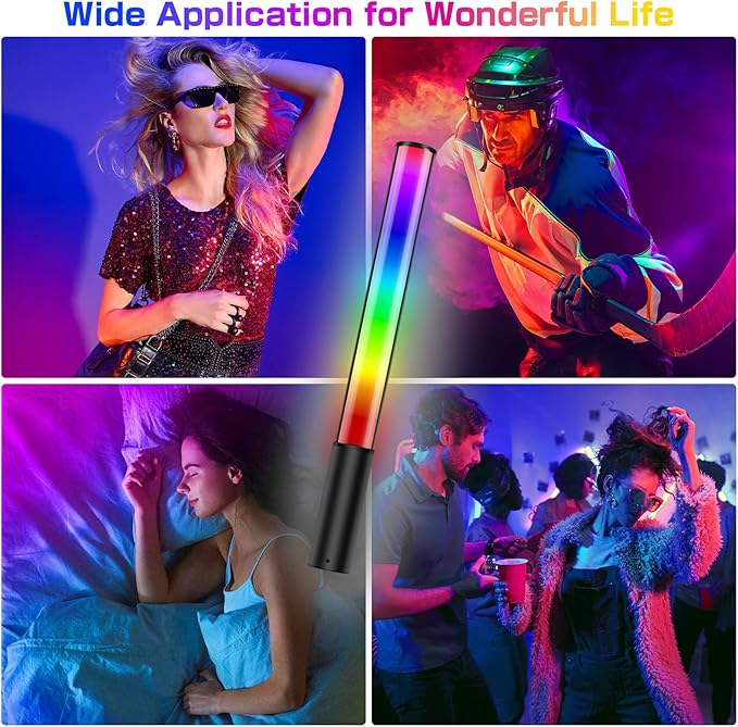 RGB Video Light Wand, Handheld Multi Color LED Tube Light Stick with Remote Control, Dimmable 2500K-6500K CRI97+ Full-Color LED Light with 2500mAh Rechargeable Battery, 12 Light Scenes