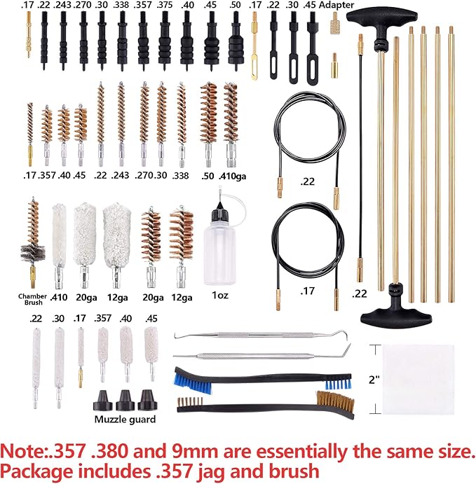 BOOSTEADY Gun Cleaning Kit Universal Gun Cleaning Kit Shotgun Pistol Cleaning Kit with Lightweight Organized Carrying Case Gun Cleaning Supplies Gun Cleaner Bottle Brass Jags and Tips