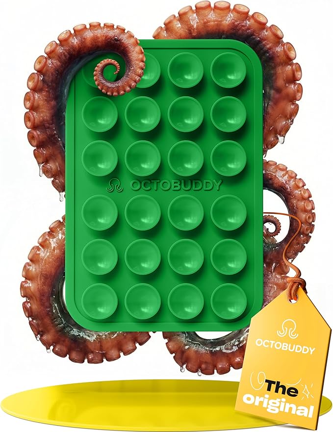 OCTOBUDDY Classic - Silicone Suction Phone Case Adhesive Mount - Hands-Free, Strong Grip Holder for Selfies & Videos - iPhone & Android Compatible - 2.25″ x 3.25″, Spade Green