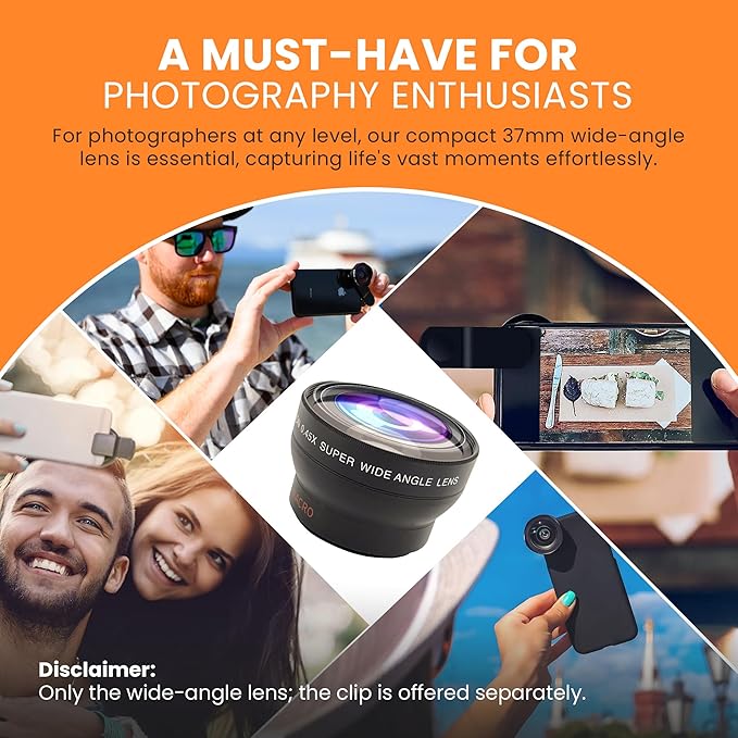 iOgrapher 37mm Wide Angle Lens for iPhone and Smartphones - Macro Lens and Wide Phone Lens - Macro Lens for iPhone and Other Smartphones - Camera Lens for Phone - Comes with Leather Case Bag