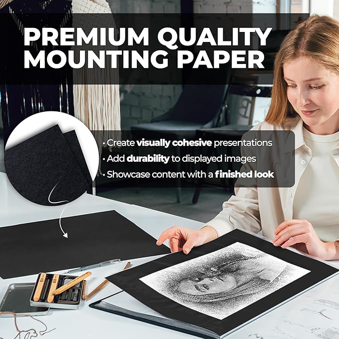 Dunwell 12x18 Art Portfolio Binder with Black Mounting Paper (Ruby), Large Portfolio Folder for Artwork Storage, 24 Sleeves Display 48 Pages, Acid-Free Poly 12 x 18 Presentation Book