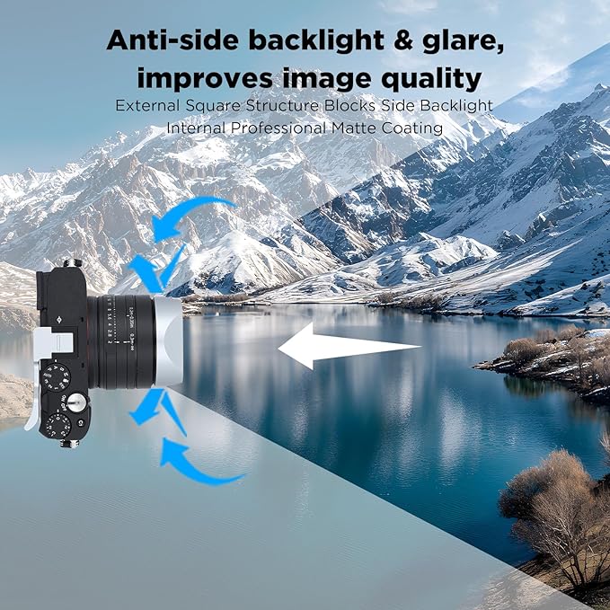 Haoge Metal Square Lens Hood for Sony RX1R3/RX1M2/RX1 FE 40mm F2.5 G FE 50mm F2.5 G FE 24mm F2.8 G Lens Shade on A7CII A7CR A7R4 Camera Bayonet Mount Silver