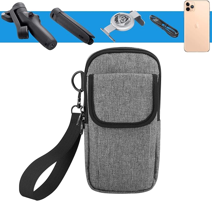 Travel Belt Case Compatible with DJI Osmo 8 / 7P / 7/6 / 5/4 SE, Portable Storage Bag Pouch with Belt keeper and Hand Strap for Smartphone Gimbal Stabilizer Accessories (Case Only)