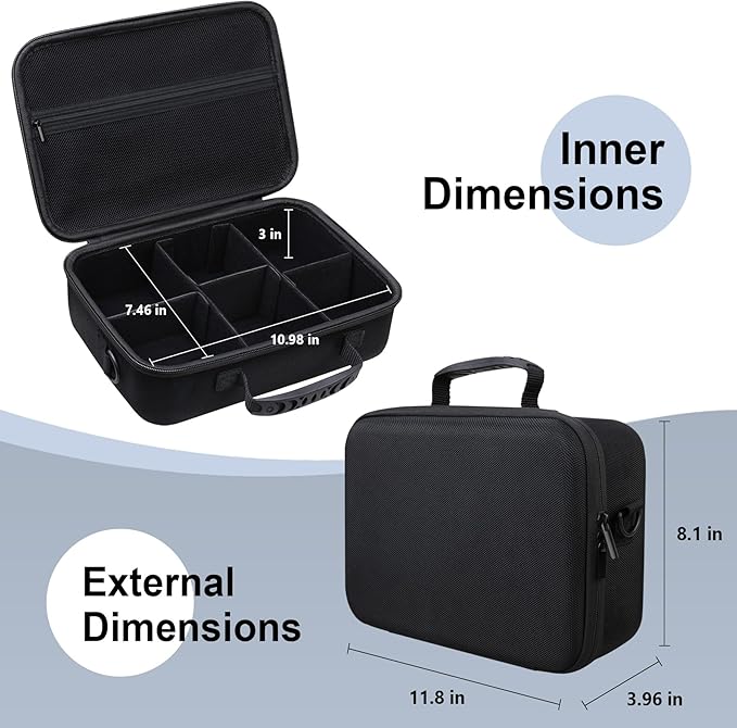 RAIALL Camera Case for Canon EOS Rebel T7/R50/R50V/R100/R6 Mark II/R5/ R8/R10/RP/R7/Sony/Nikon D7500 DSLR Camera, Lens, Tripod, Hard Protective Travel Bag with a Shoulder Strap and 5 Dividers, Black