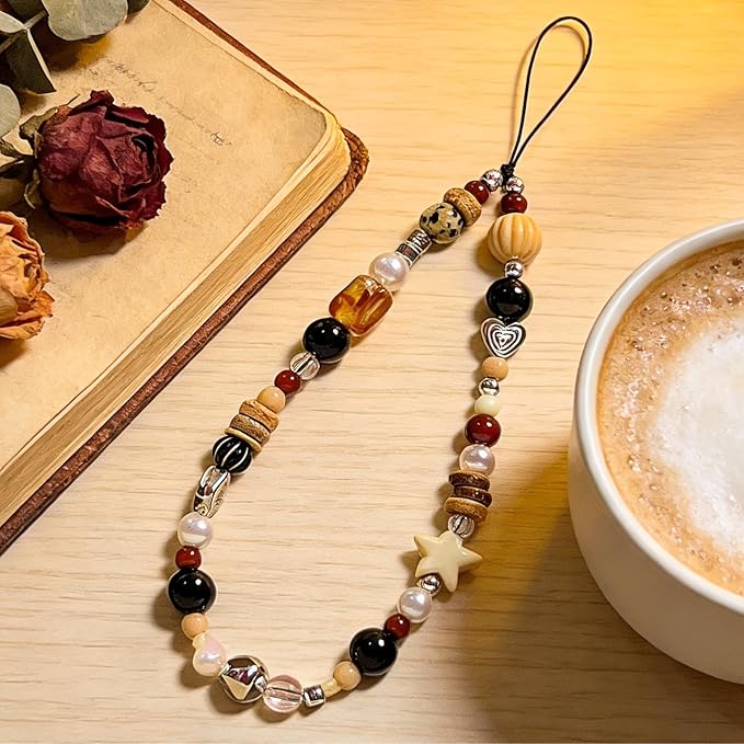 Beaded Camera Wrist Strap Cute Digital Camera Charm Lanyard Phone Charms Strap Beaded Camera Chain for Phone Bag Keychain