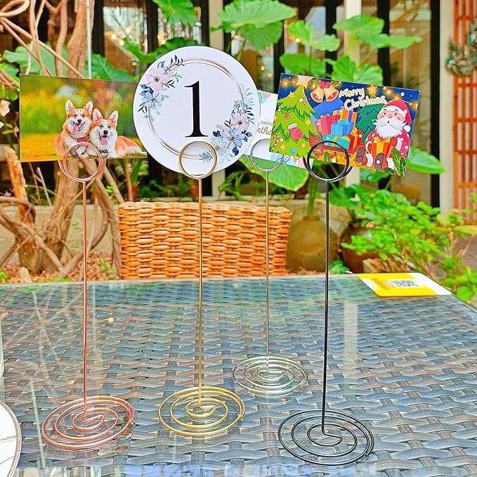 10 Pack 4.7 inch Table Number Place Card Holders, Picture Holder Photo Holder Clips, Memo Note Photo Stand. (Gold, 5 inchs)