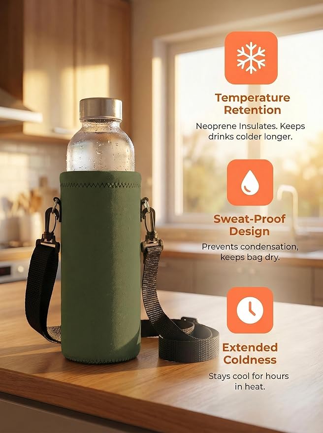 AUPET Water Bottle Bag Carrier,24oz/32oz Insulated Neoprene bottle Sling Holder Case Pouch Cover for 1000ML/750ML Bottles with Shoulder Strap for walking