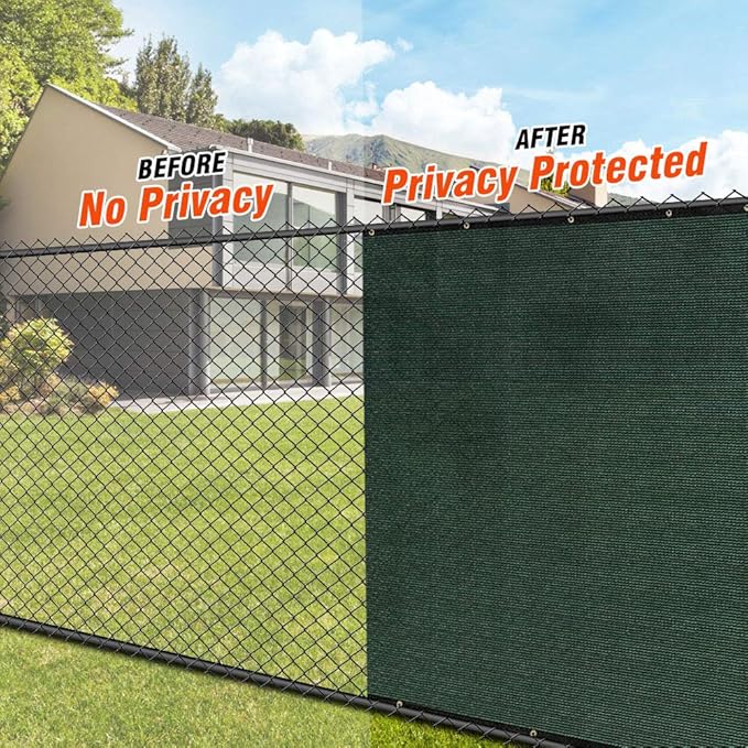 iCover 4x12ft Fence Privacy Screen, Heavy Duty Fencing Panels Screens, Outdoor Shade Cloth Mesh Barrier, Reinforced Bindings and Brass Grommets, Cable Zip Ties Included, Green