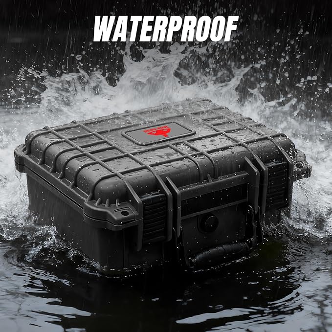 13.6X11.4X6 Inch Hard Case, Portable Weather Waterproof Protective Camera Case with Customizable Foam, Foam Case Fit Use of Drones, Camera, Equipments, Black,upgraded