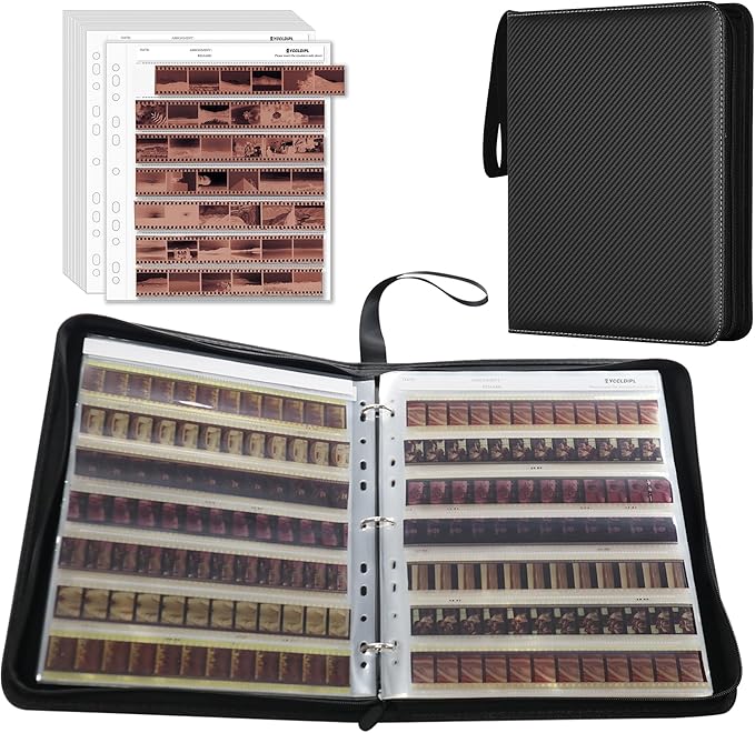 YCCLDIPL 50-Pack 35mm Film Negative Storage Sleeves with Binder Box, Acid-Free Protector Pages for 135/35mm Film Negatives, Durable Archival Film Organizer Kit