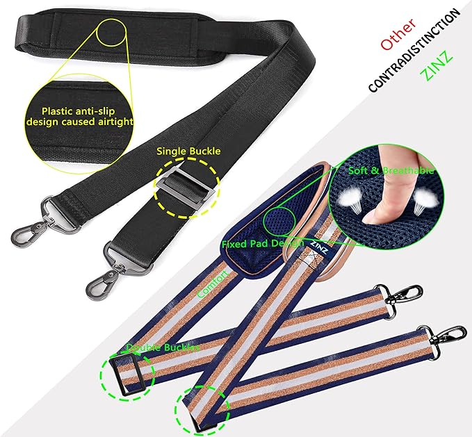 ZINZ Bag Shoulder Strap, Padded Adjustable Shoulder Strap Replacement