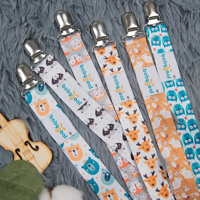 Babygoal Pacifier Clips, 6 Pack Pacifier Holder for Boys and Girls Fits Most Pacifier Styles 6PBM01